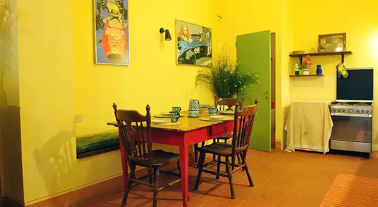 The farmhouse of the Caiano farm -  fenced garden