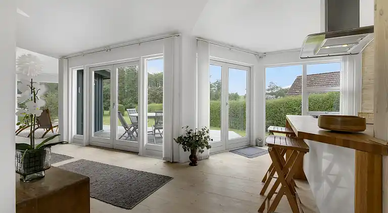 Scenic summer house near quiet lapping waves