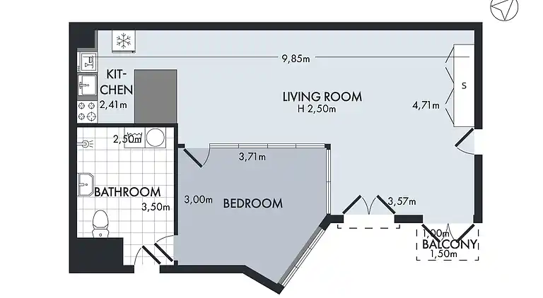 City 3 - Beliebtes 1-Zimmer-Apartment im Zentrum von