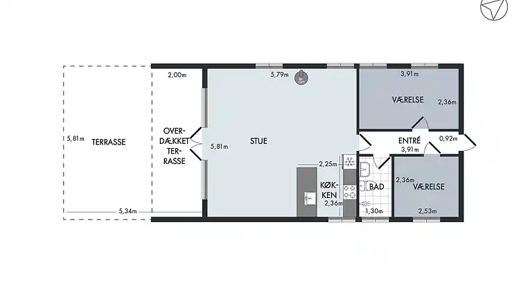 Hyggeligt sommerhus kun 600 meter fra vandet