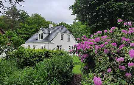 Vackert, klassiskt hus i skogen och vid fjorden
