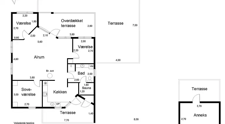 Feriehus med badstue, badestamp og havutsikt