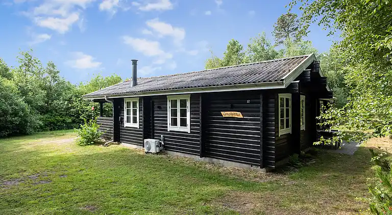 Vakkert tømmerhus ved natur og strand