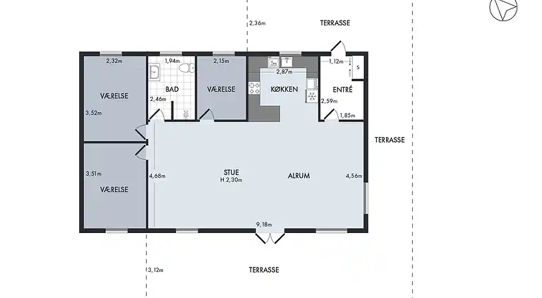 Nyt moderne sommerhus nær strand og by