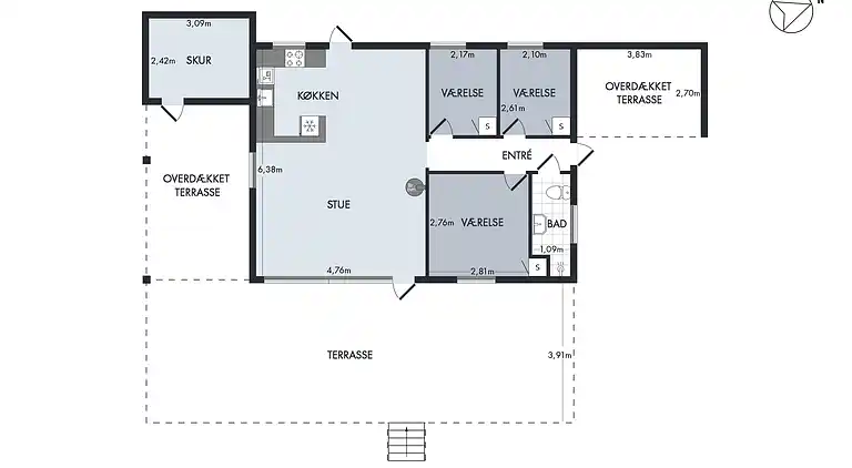 Feriehus 100 meter fra en nydelig strand