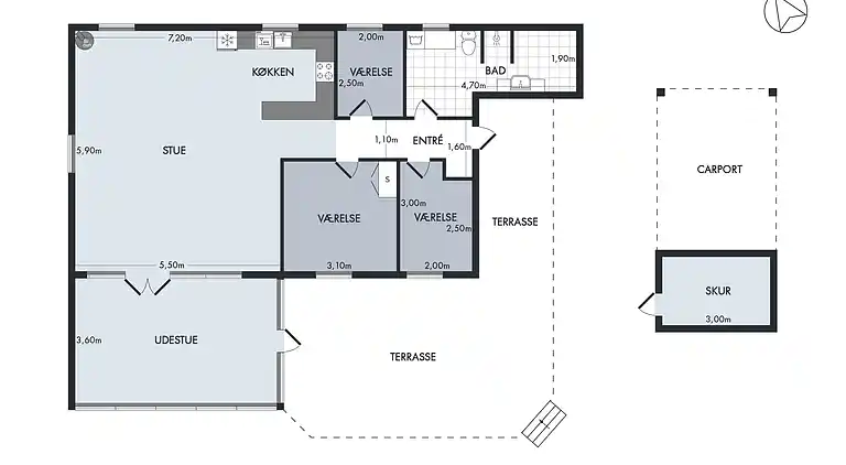 Idyllisches Ferienhaus 600 Meter zum Sandstrand
