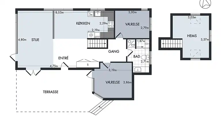 Ferienhaus mit Panoramablick zum Strand