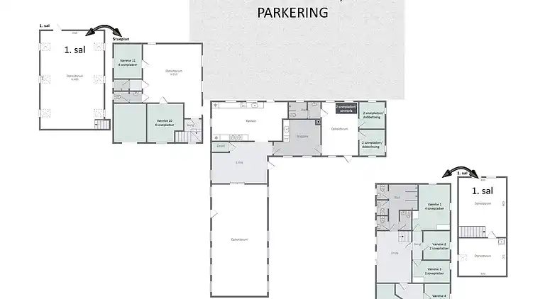 Stort sommerhus tæt på vandet