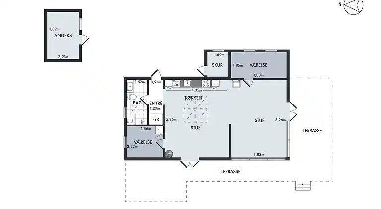 Skønt lyst sommerhus tæt på vand og strand