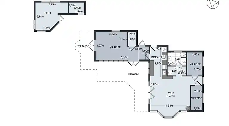 Hyggeligt 'heksehus' med skøn have og fjordkig