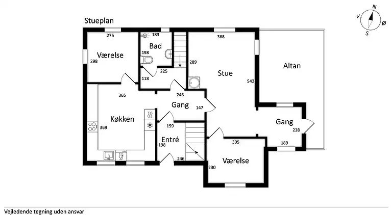 Wunderschöne gelbe Landvilla am Wasser.
