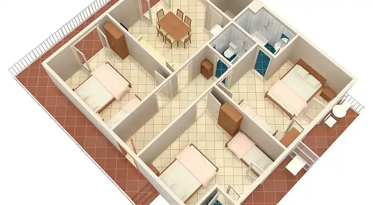 3-Zimmer-Ferienwohnung mit Balkon und Meerblick Podaca,