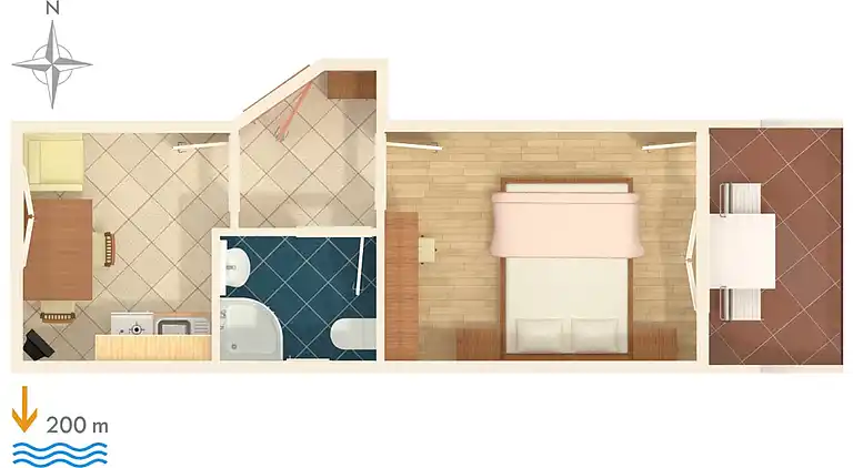 1-Zimmer-Ferienwohnung mit Balkon und Meerblick Baska Voda,