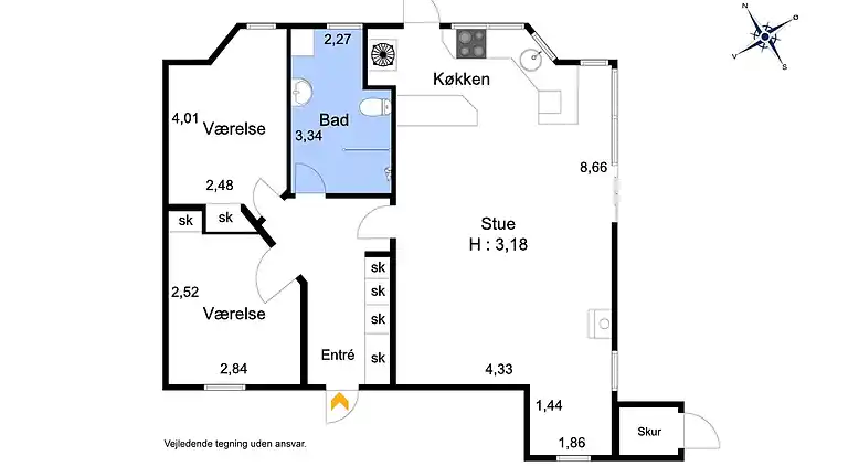 Fantastisk udsigt og 150 meter til stranden