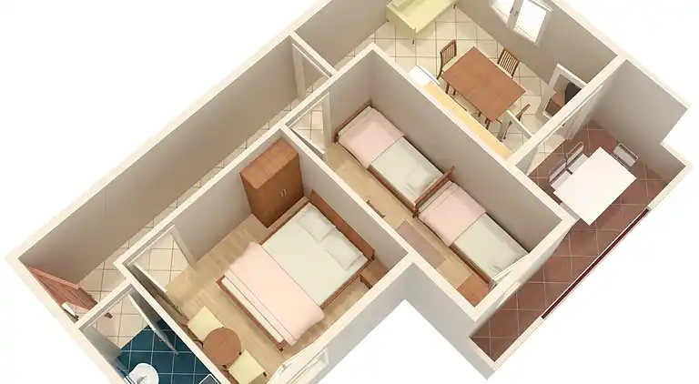 Two bedroom apartment with terrace and sea view Stari Grad,