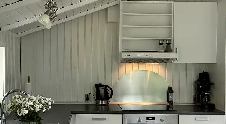 Hyggeligt sommerhus med vildmarksbad nær strand