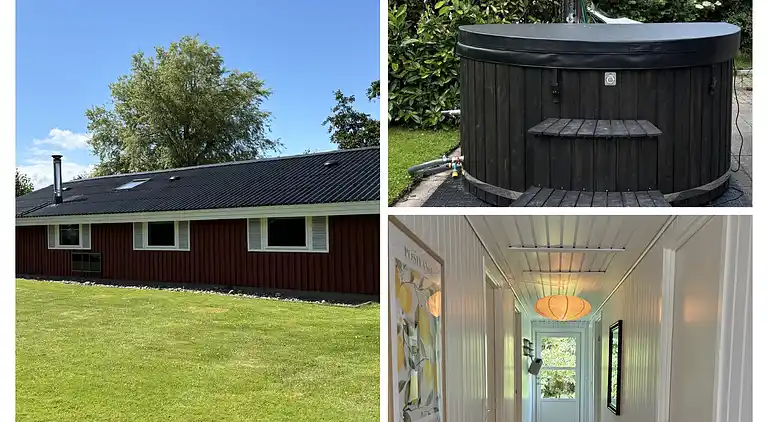 Hyggeligt sommerhus med vildmarksbad nær strand