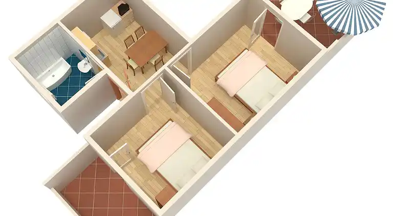 2-Zimmer-Ferienwohnung am Strand Zubovici, Pag (A-4125-d)