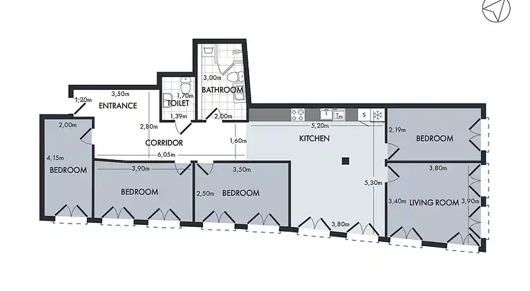 Leaves 3 - Angenehme 4-Bett-Wohnung im Zentrum von