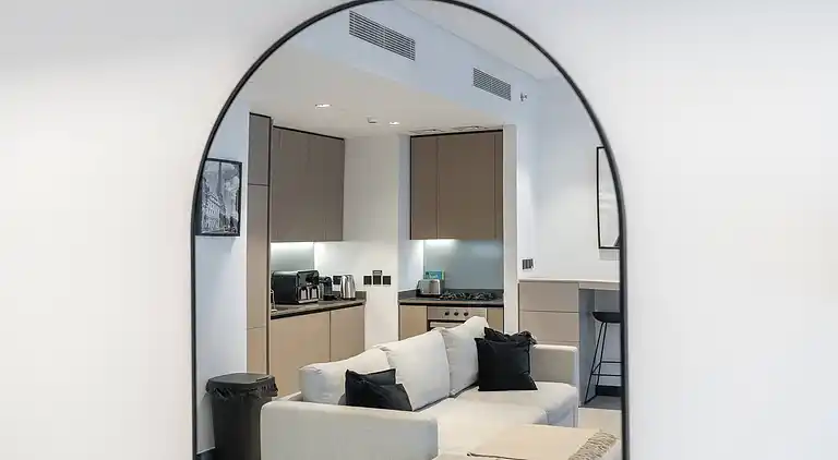 Geräumiges 1-Schlafzimmer, Blick auf Burj, Infinity-Pool und