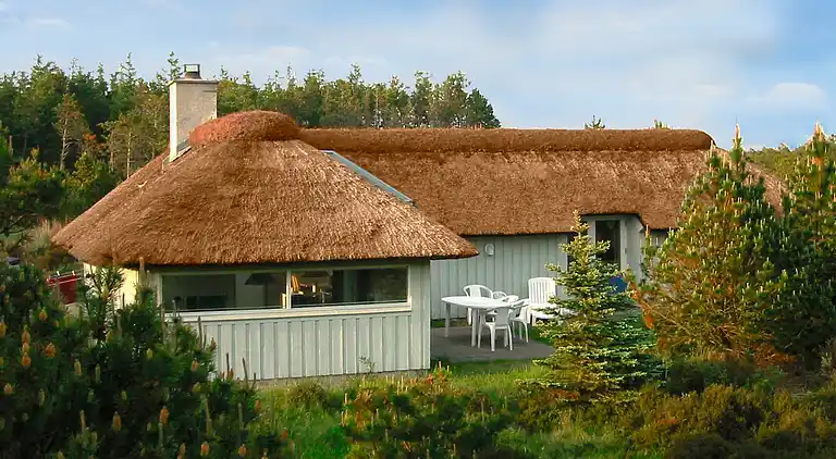 Skønt stråtækt sommerhus i naturskønt område.