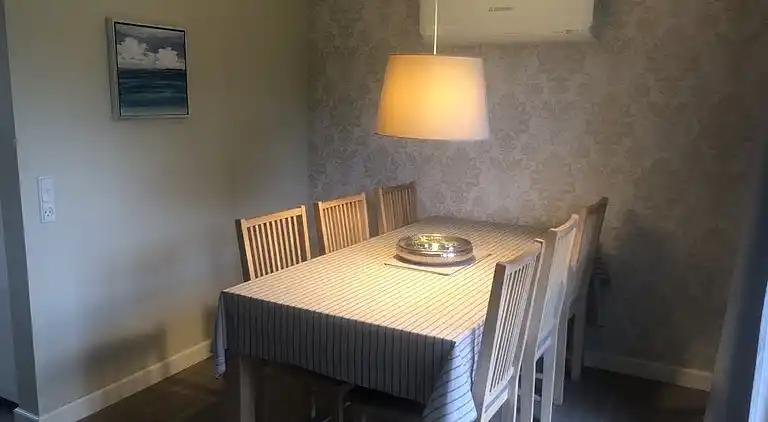 Familievenligt hus nær strand med stor have