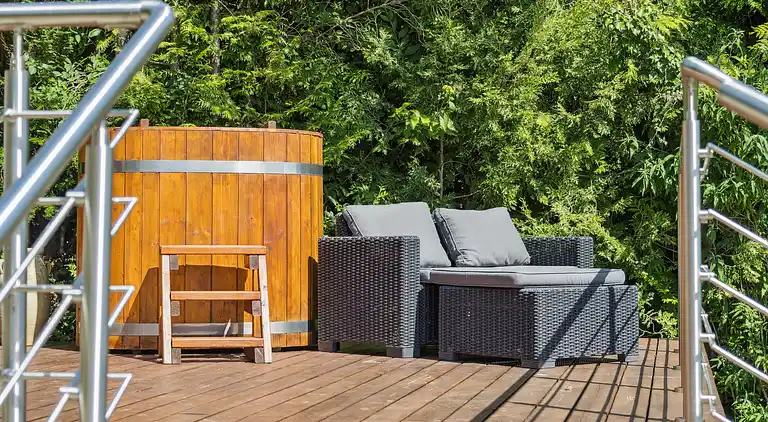 Ferienhaus mit Spa, Sauna und Meerblick