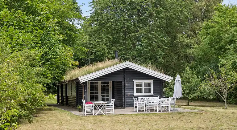 Tømmerhus i Dronningmølle, 150 m til stranden