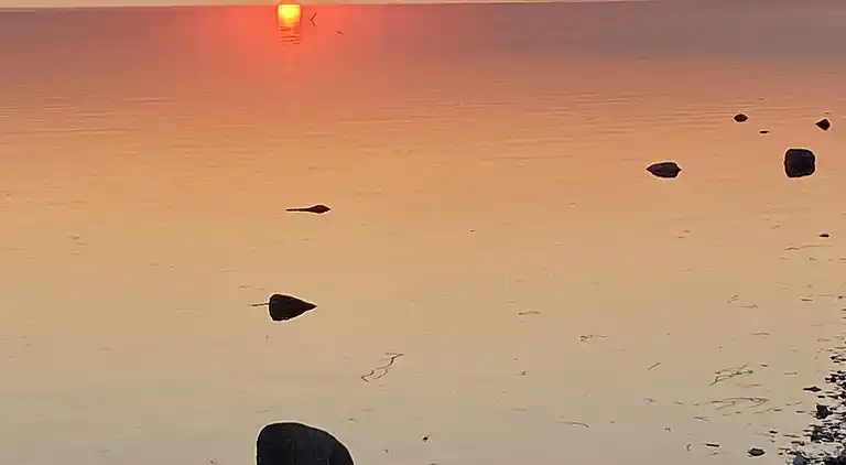 Charmerende sommerhus med stråtag tæt ved vandet