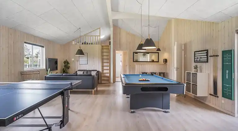 Rummeligt sommerhus med pool og aktiviteter