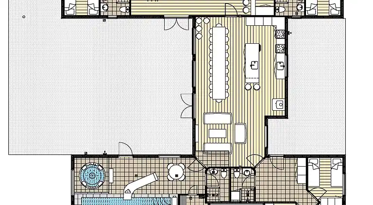 Rummeligt sommerhus med pool og aktiviteter