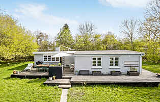 Familieferie nær strand og havneliv