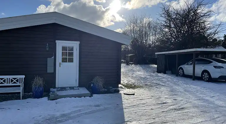 Charmantes Blockhaus mit Sauna nahe Strand