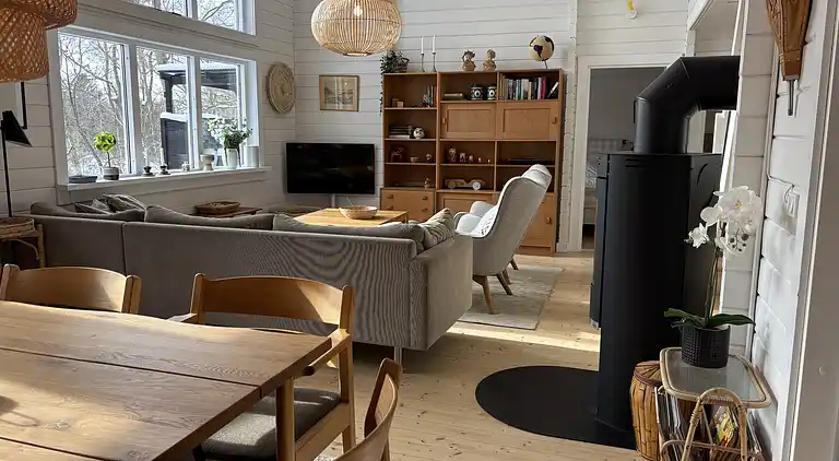 Moderne sommerhus med vildmarksbad og nær vandet