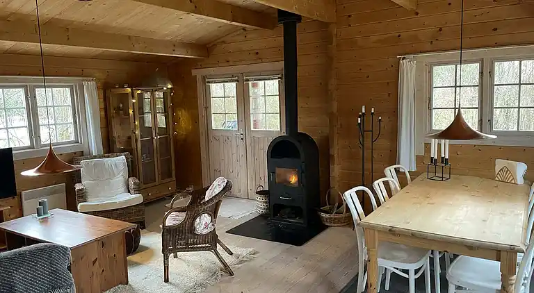 Charmantes Blockhaus mit Sauna nahe Strand