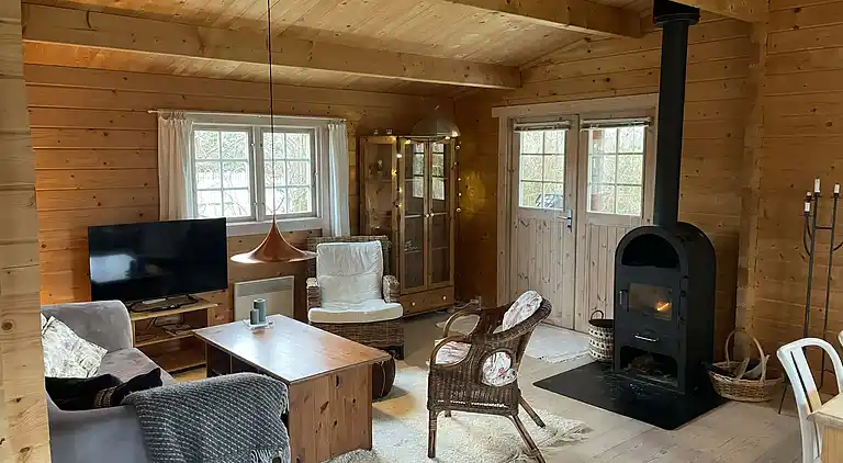 Charmantes Blockhaus mit Sauna nahe Strand