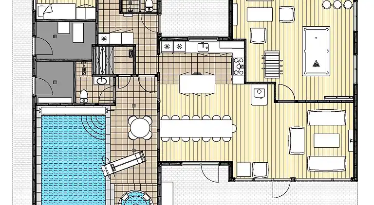 Ferienhaus mit Pool, Spa und großer Terrasse