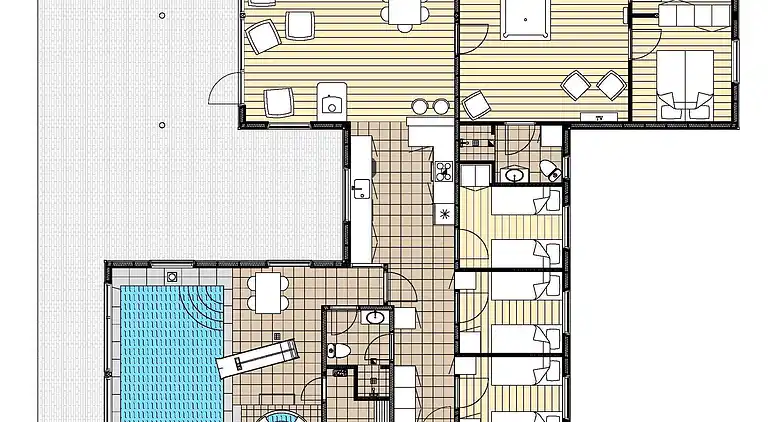Ferienhaus mit Badeland, Sauna & Spielzimmer